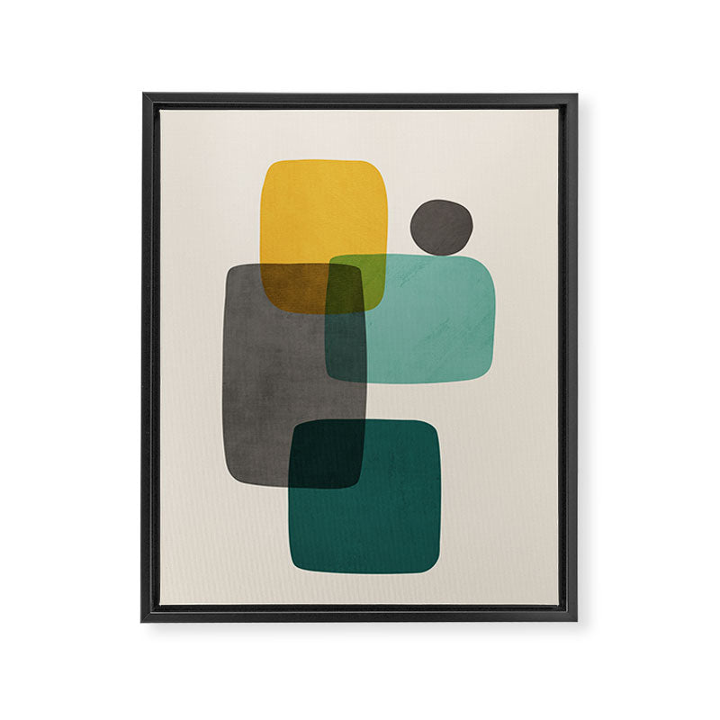 Teal Mustard Gray Art Framed Canvas Print Gallery Image 6