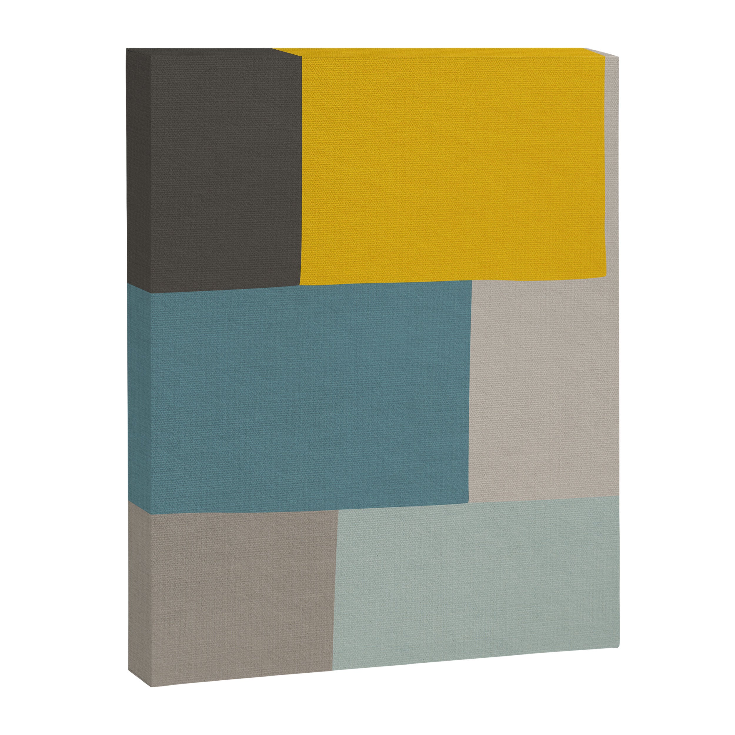 Teal Mustard Gray Modern Patchwork  Canvas Print Gallery Image 6