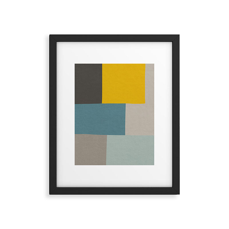 Teal Mustard Gray Modern Patchwork  Framed Art Print Gallery Image 4