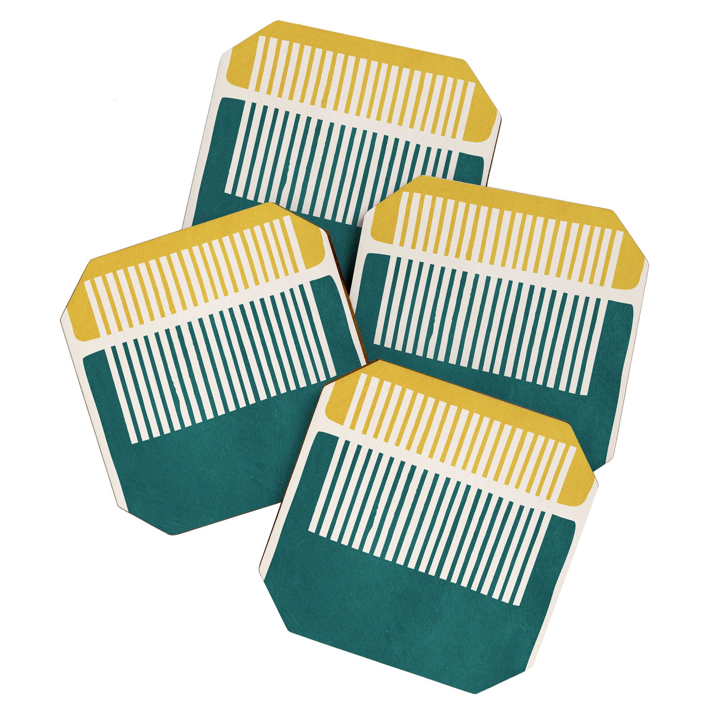 Teal Mustard MCM Bold Abstract Coaster Gallery Image 1