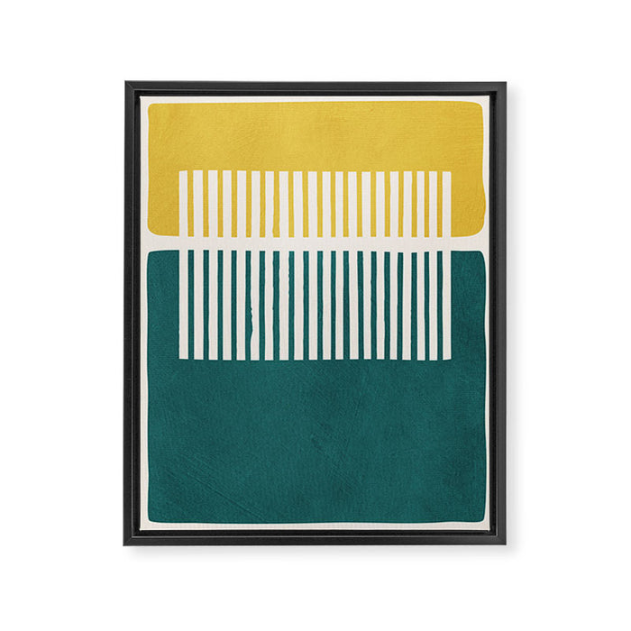 Teal Mustard MCM Bold Abstract Framed Canvas Print Gallery Image 1
