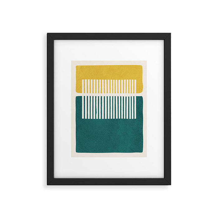 Teal Mustard MCM Bold Abstract Framed Art Print Gallery Image 1