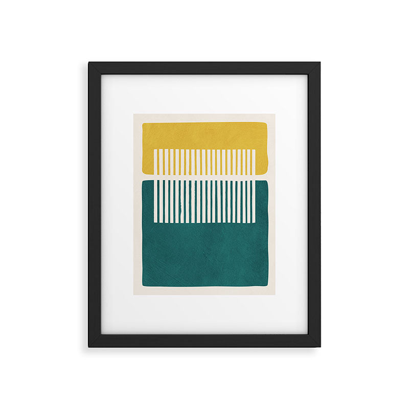 Teal Mustard MCM Bold Abstract Framed Art Print Gallery Image 5