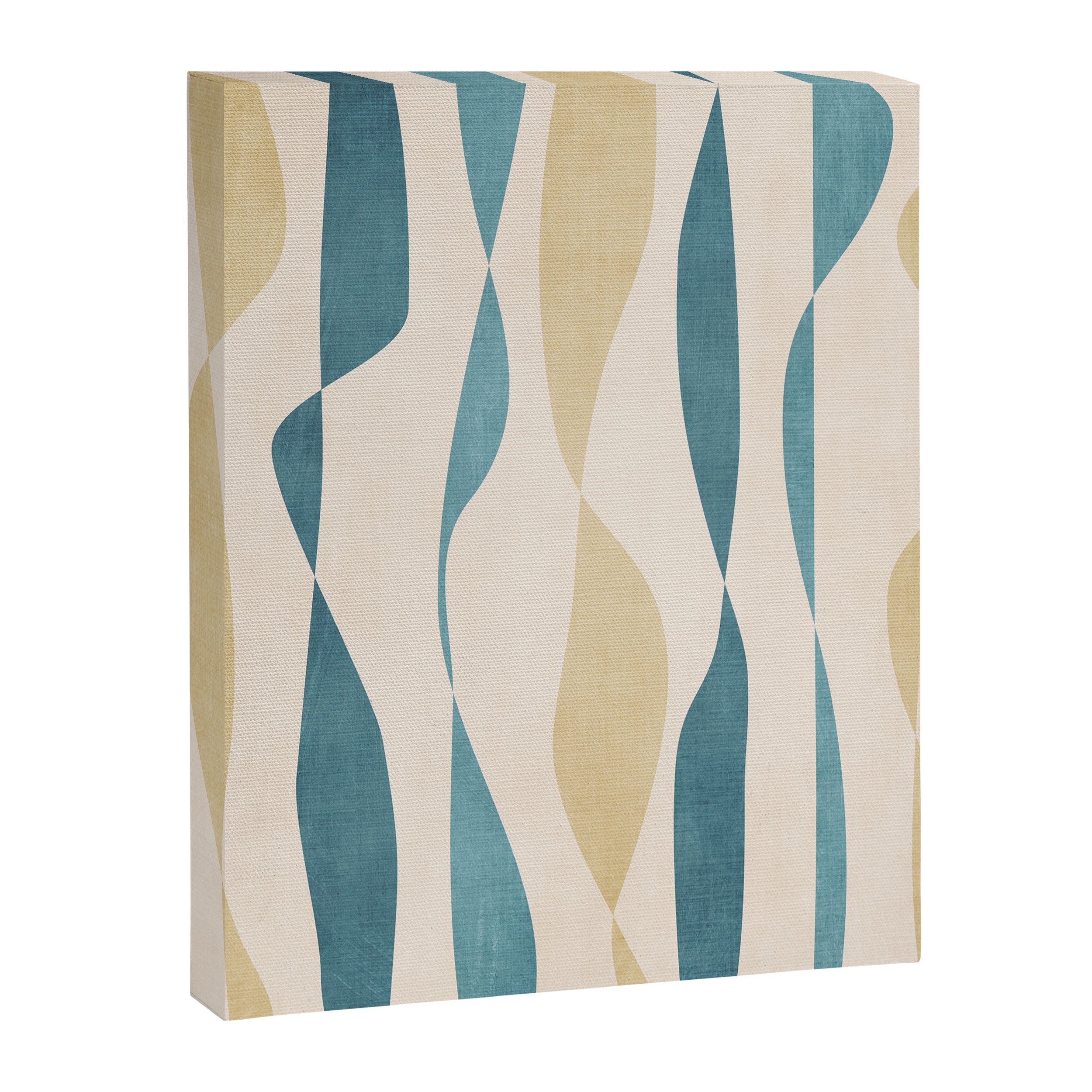 Teal Ochre Light Teal Lines Abstract Artwork Canvas Print Gallery Image 6