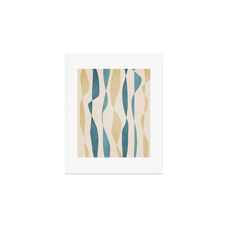 Teal Ochre Light Teal Lines Abstract Artwork Art Print Gallery Image 1