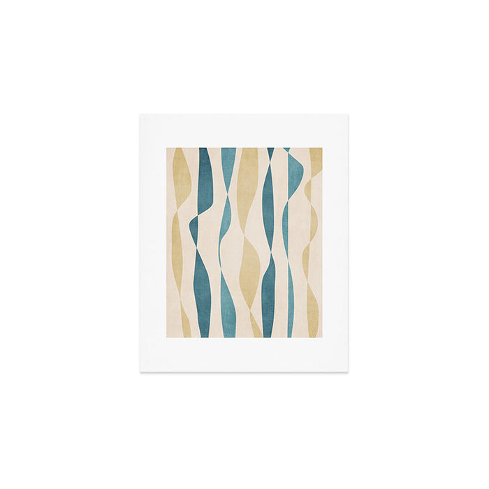 Teal Ochre Light Teal Lines Abstract Artwork Art Print Gallery Image 1