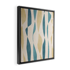 Teal Ochre Light Teal Lines Abstract Artwork Framed Canvas Print Gallery Image 2