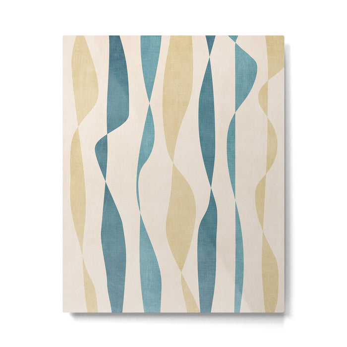 Teal Ochre Light Teal Lines Abstract Artwork Metal Print Gallery Image 1