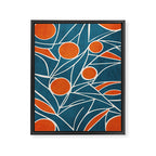 Teal Orange Abstract Leaves Modern Art Framed Canvas Print Gallery Image 6