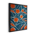 Teal Orange Abstract Leaves Modern Art Framed Canvas Print Gallery Image 2