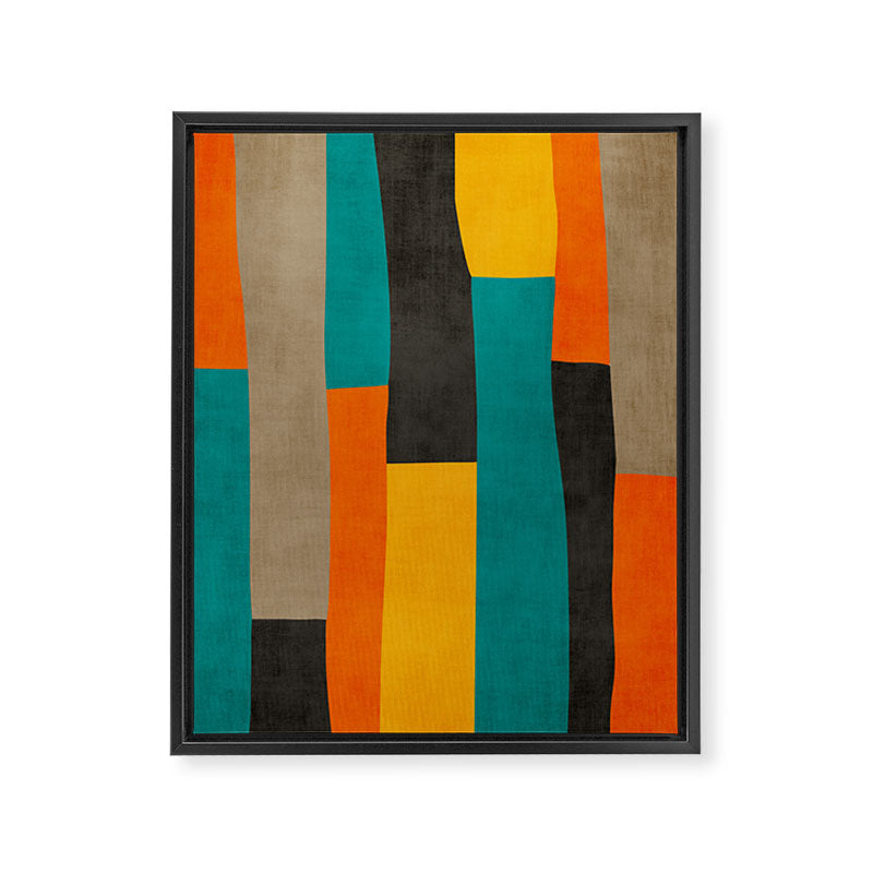Teal Orange Black Yellow Modern Artwork Framed Canvas Print Gallery Image 6