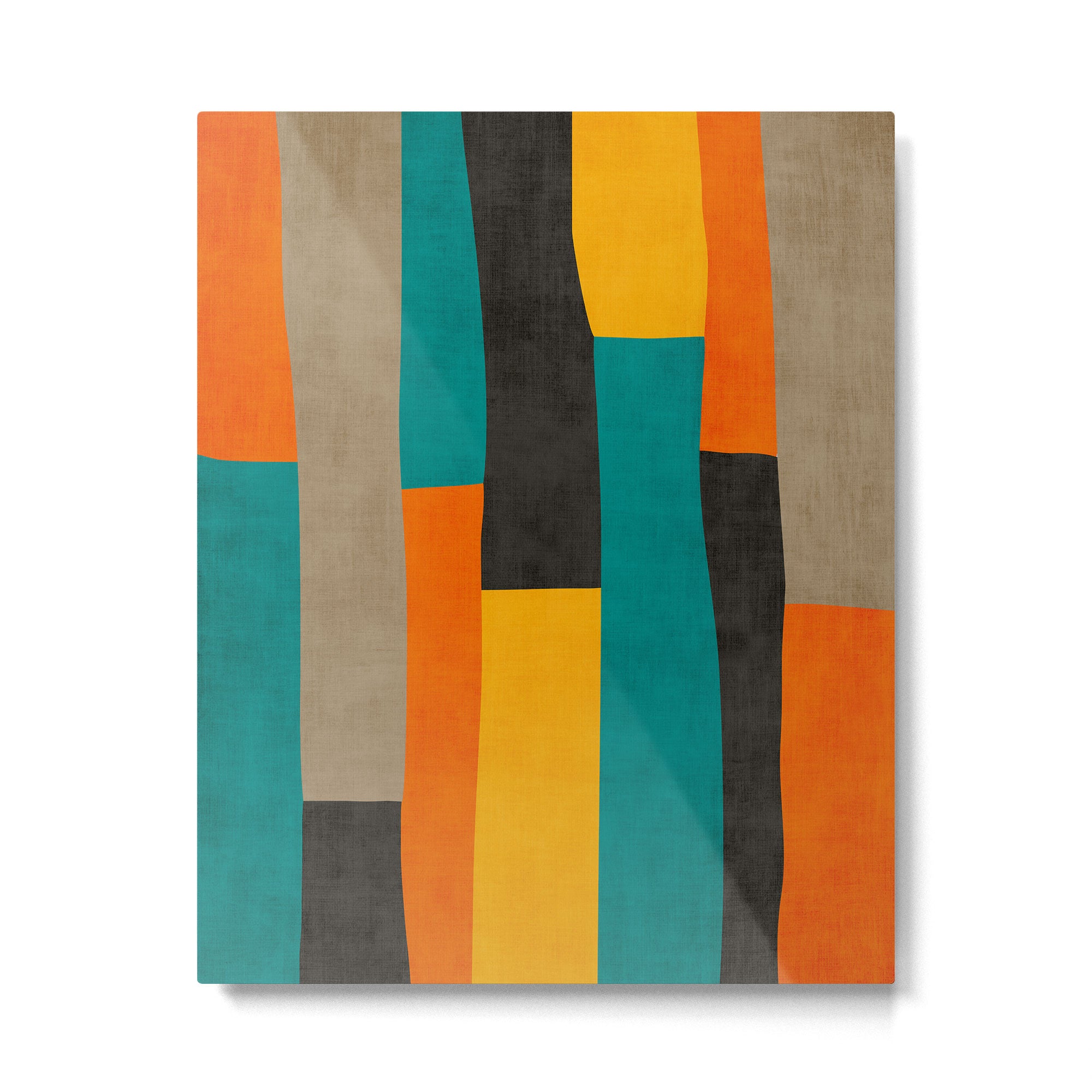 Teal Orange Black Yellow Modern Artwork Metal Print Gallery Image 4