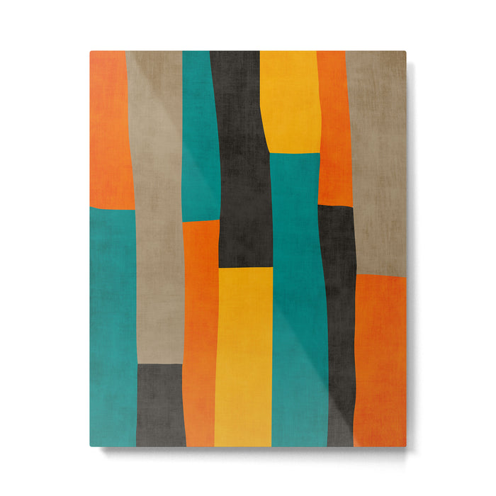 Teal Orange Black Yellow Modern Artwork Metal Print Gallery Image 1