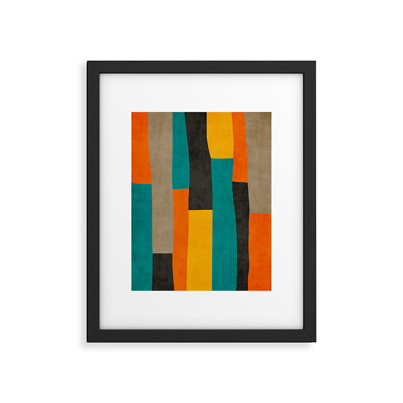 Teal Orange Black Yellow Modern Artwork Framed Art Print Gallery Image 5