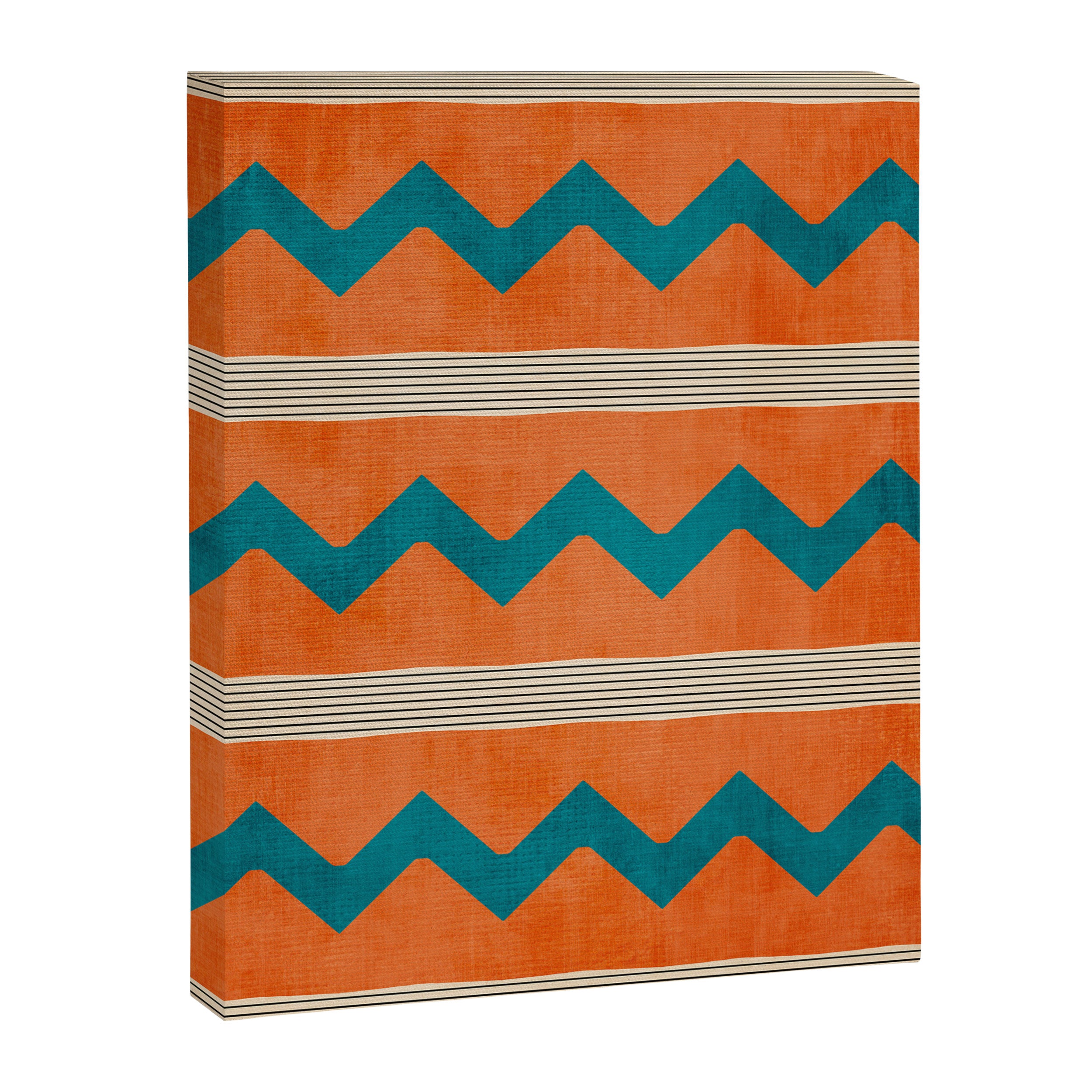 Teal Orange Chevrons Modern Artwork Canvas Print Gallery Image 6