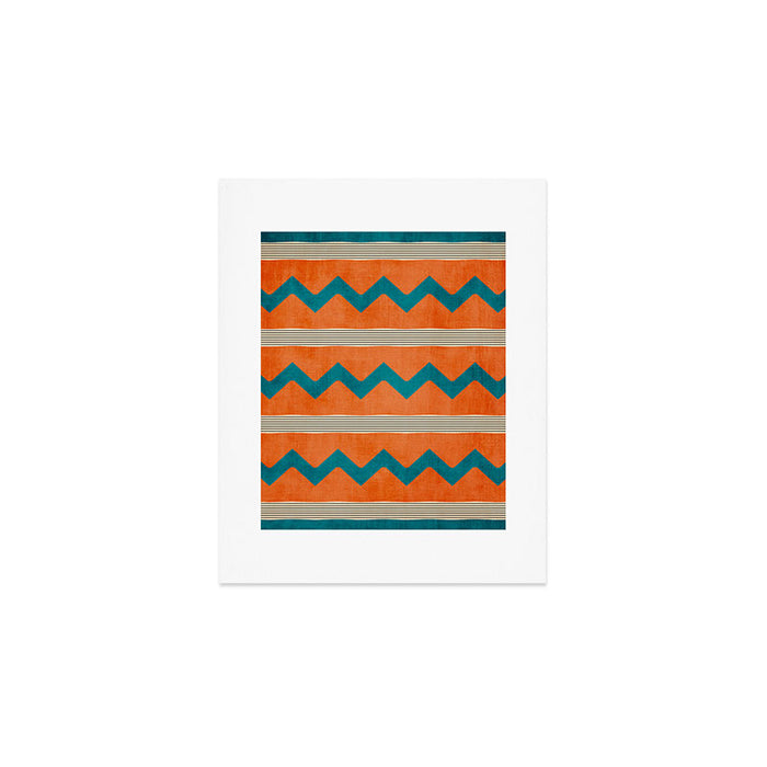 Teal Orange Chevrons Modern Artwork Art Print Gallery Image 1