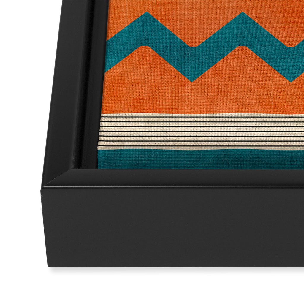 Teal Orange Chevrons Modern Artwork Framed Canvas Print Gallery Image 3