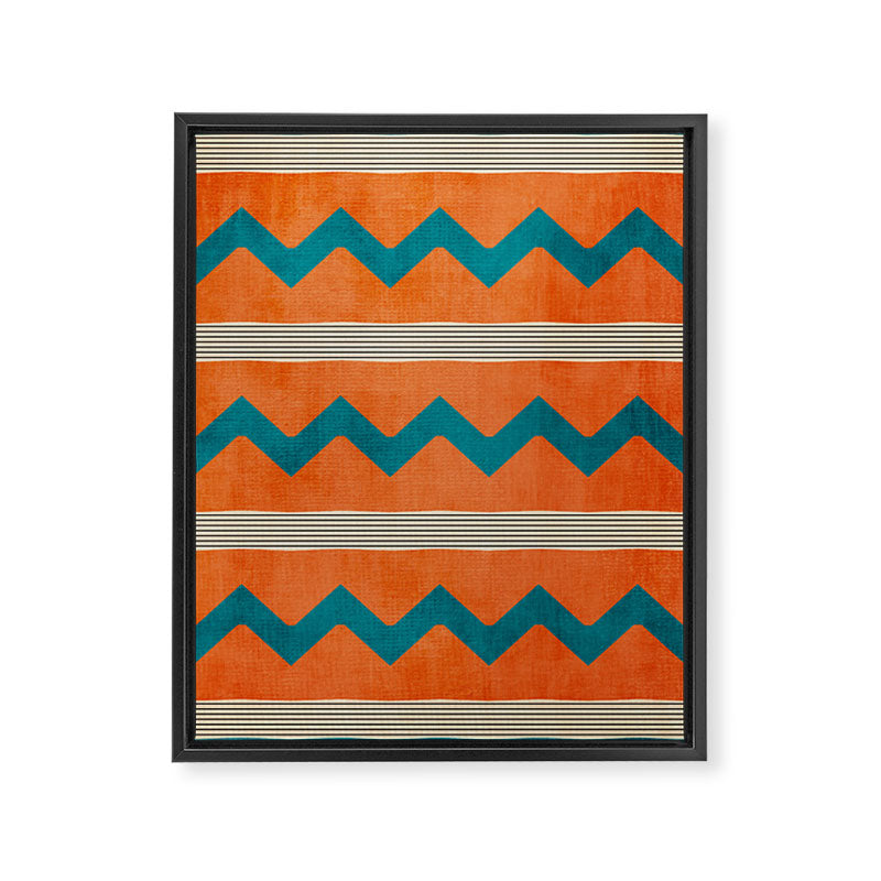 Teal Orange Chevrons Modern Artwork Framed Canvas Print Gallery Image 6