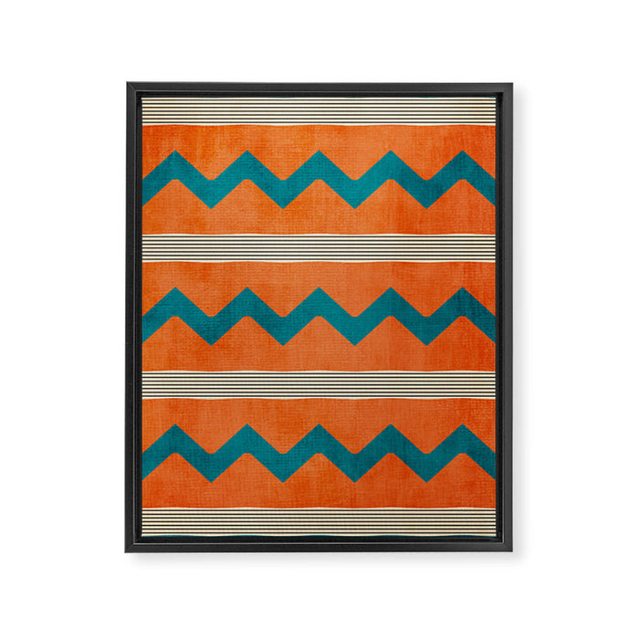 Teal Orange Chevrons Modern Artwork Framed Canvas Print Gallery Image 1