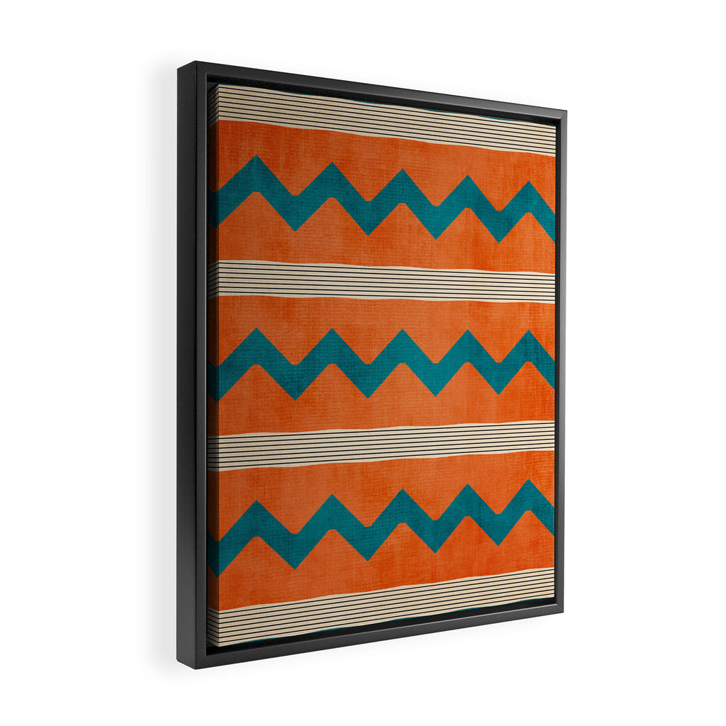 Teal Orange Chevrons Modern Artwork Framed Canvas Print Gallery Image 2