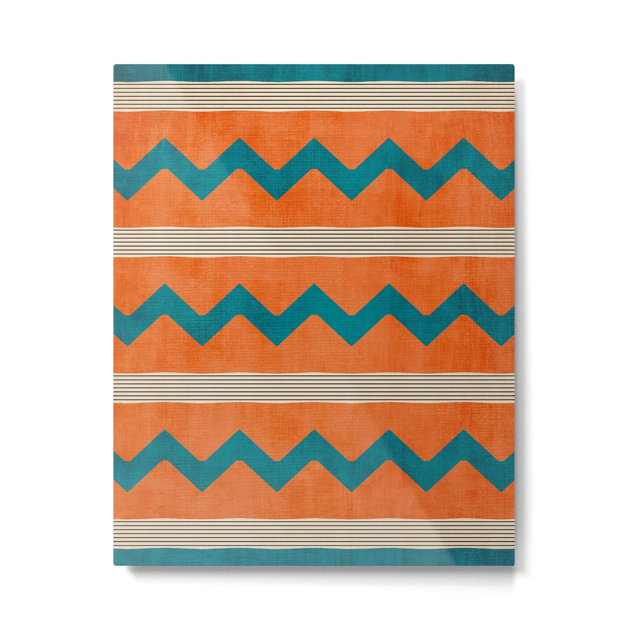 Teal Orange Chevrons Modern Artwork Metal Print Gallery Image 4
