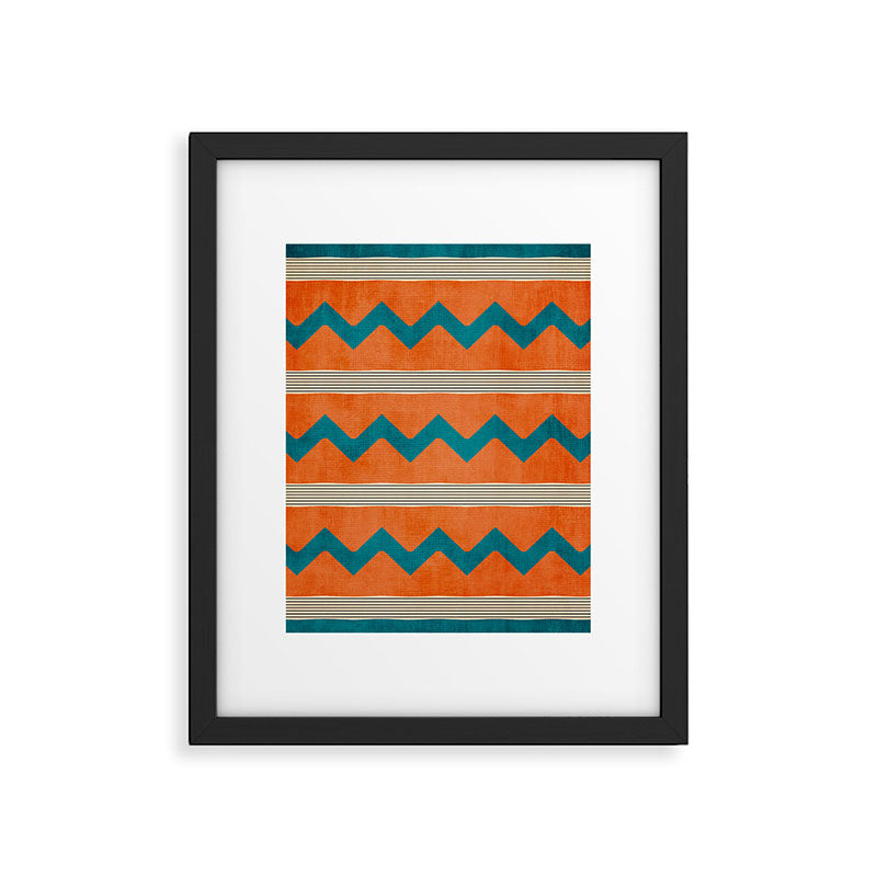 Teal Orange Chevrons Modern Artwork Framed Art Print Gallery Image 5