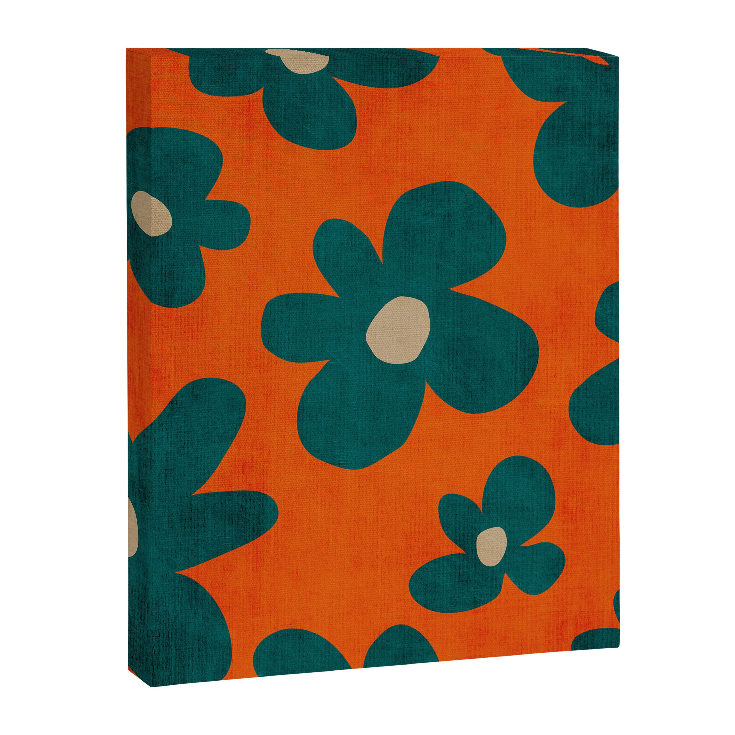 Teal Orange Minimalist Flower Modern Artwork Canvas Print Gallery Image 6