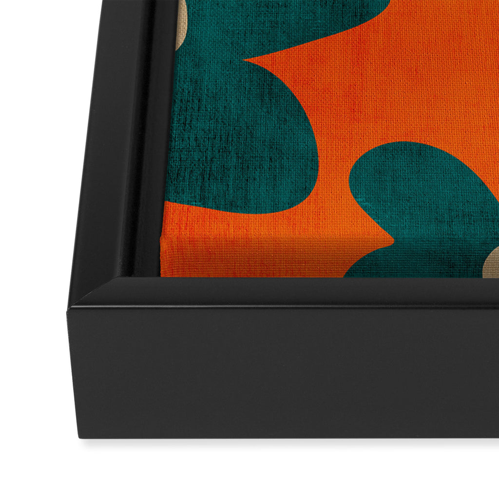 Teal Orange Minimalist Flower Modern Artwork Framed Canvas Print Gallery Image 3
