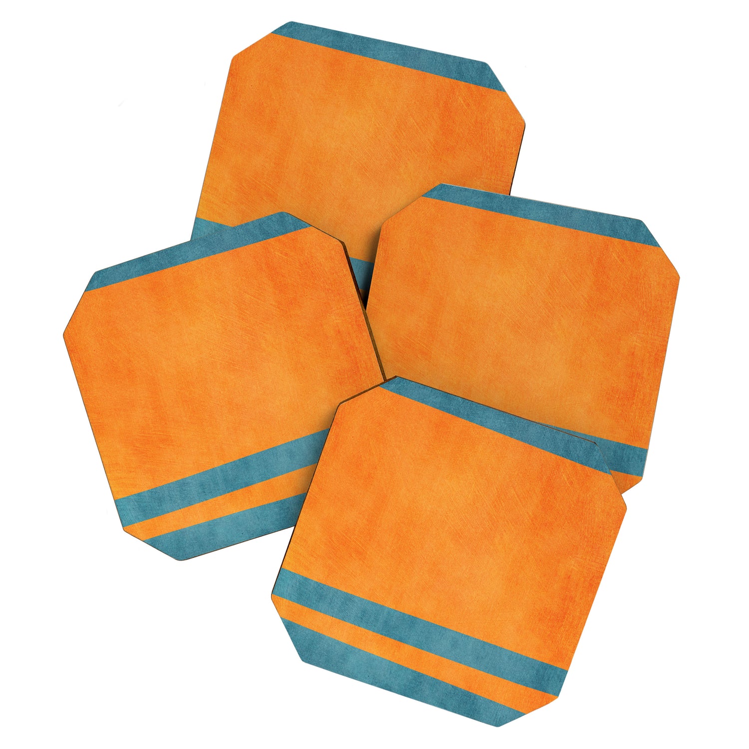 Teal Orange Minimalist Rich Texture Artwork Coaster Gallery Image 1