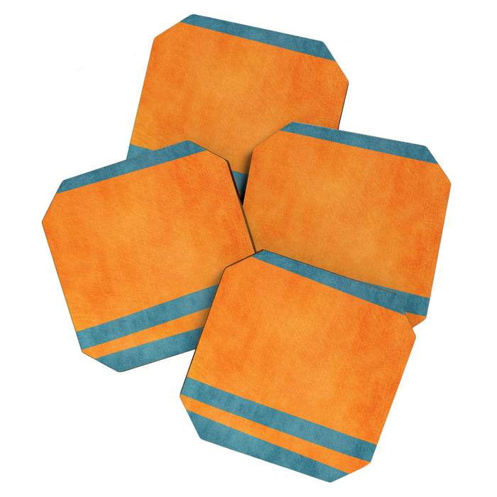 Teal Orange Minimalist Rich Texture Artwork Coaster Gallery Image 1
