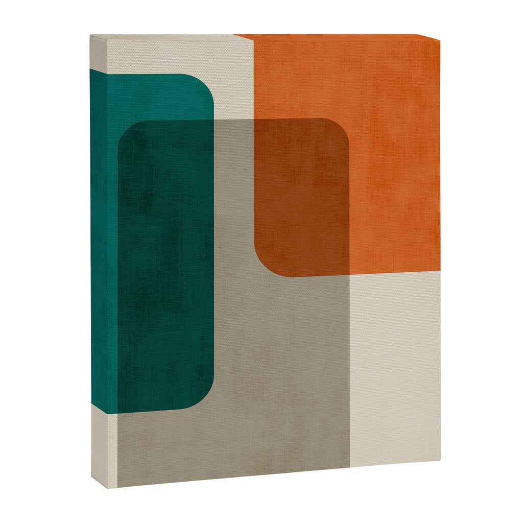 Teal Orange Modern MCM Minimalist Artwork Canvas Print Gallery Image 6