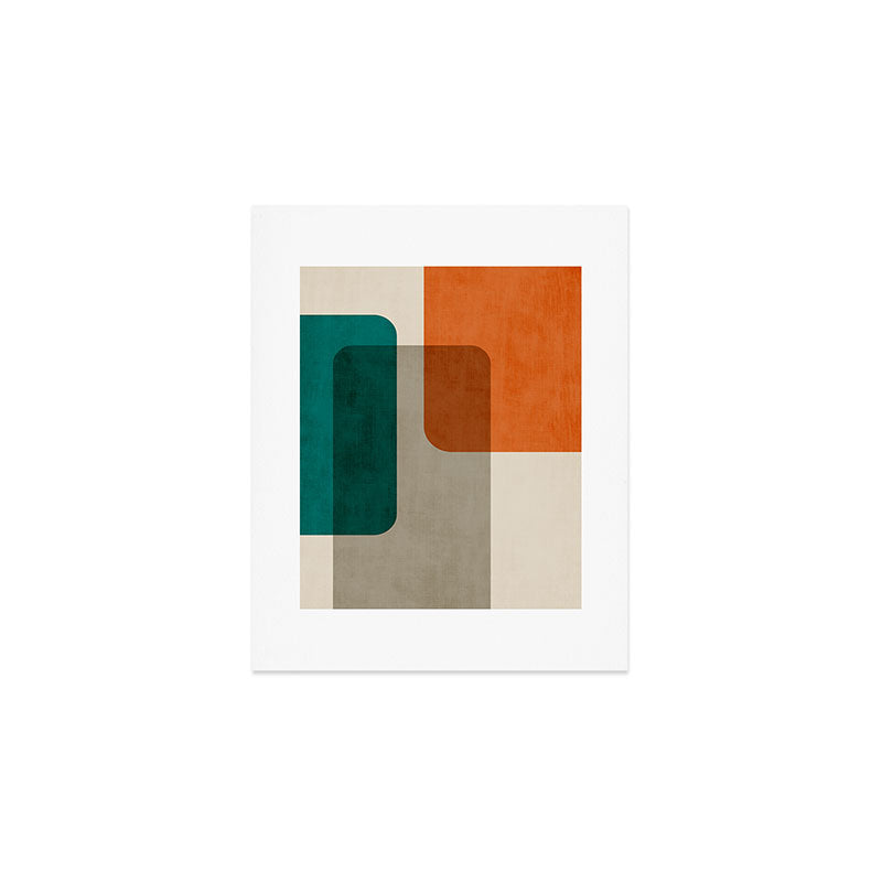 Teal Orange Modern MCM Minimalist Artwork Art Print Gallery Image 1