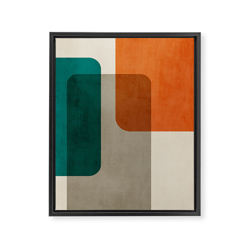 Teal Orange Modern MCM Minimalist Artwork Framed Canvas Print Gallery Image 6