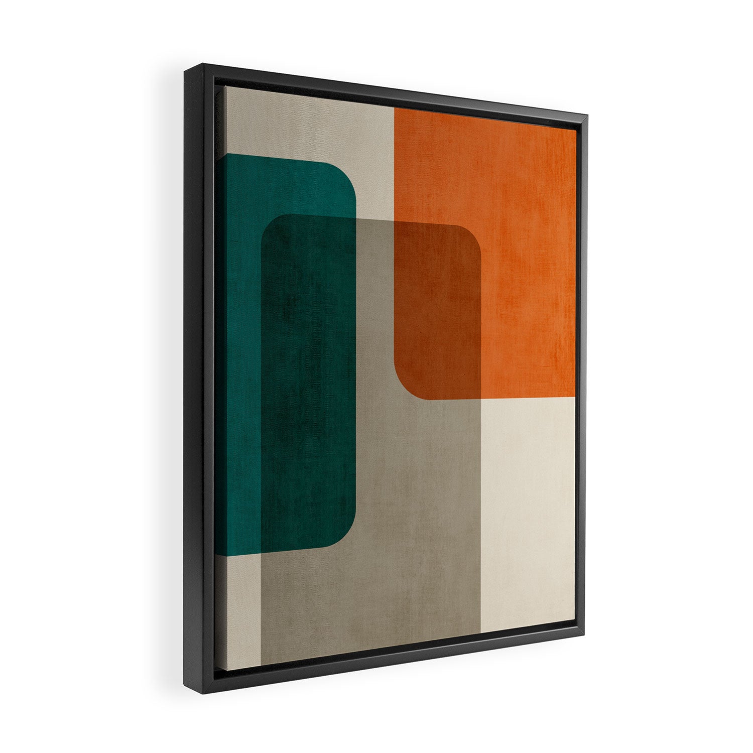 Teal Orange Modern MCM Minimalist Artwork Framed Canvas Print Gallery Image 2