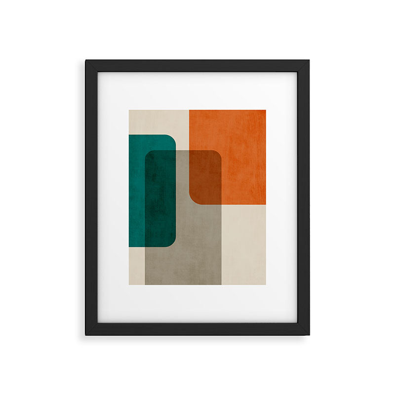 Teal Orange Modern MCM Minimalist Artwork Framed Art Print Gallery Image 5