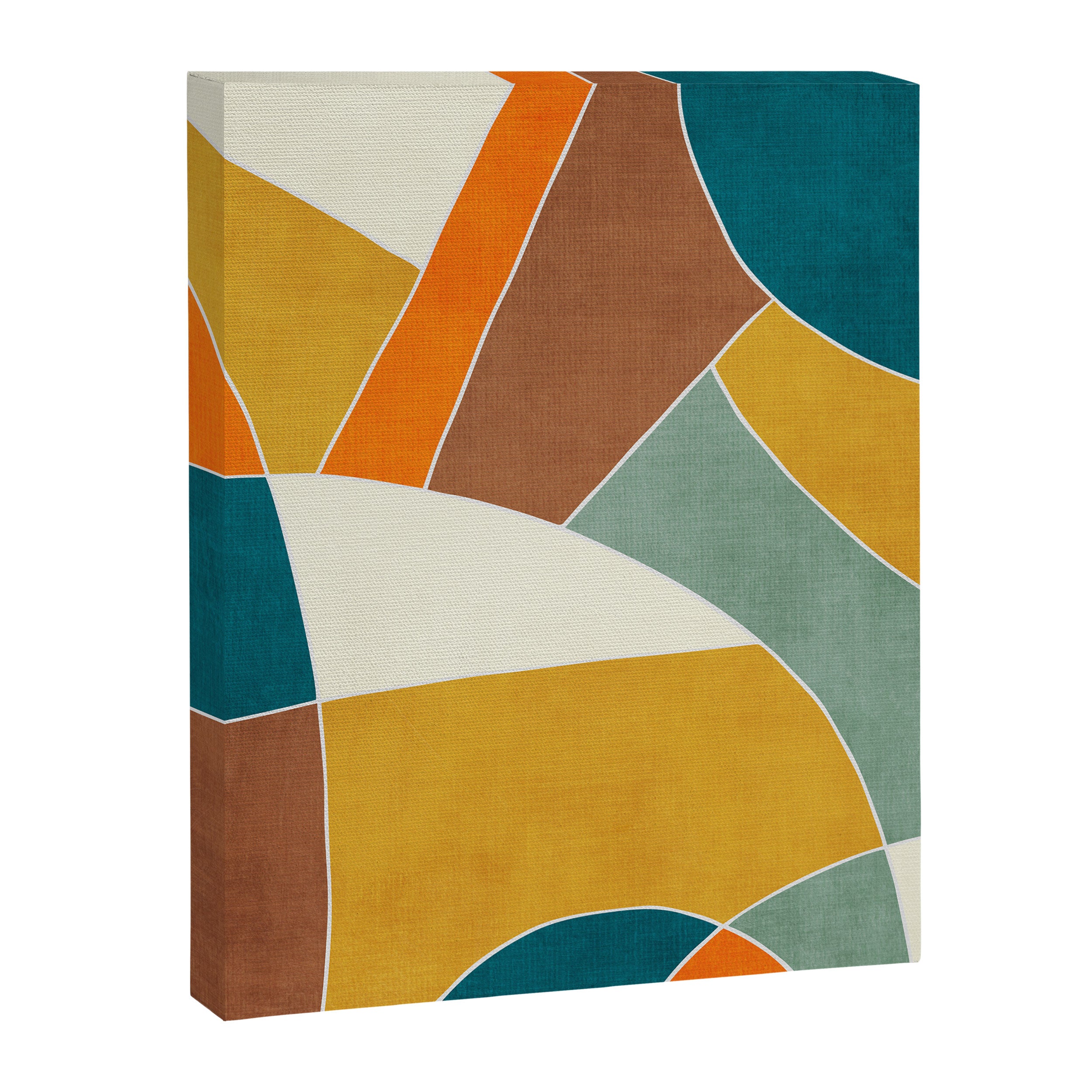 Teal Orange Mustard Navy White Abstract Artwork Canvas Print Gallery Image 6
