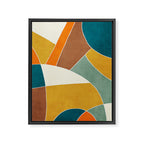 Teal Orange Mustard Navy White Abstract Artwork Framed Canvas Print Gallery Image 6