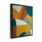Teal Orange Mustard Navy White Abstract Artwork Framed Canvas Print Gallery Image 2
