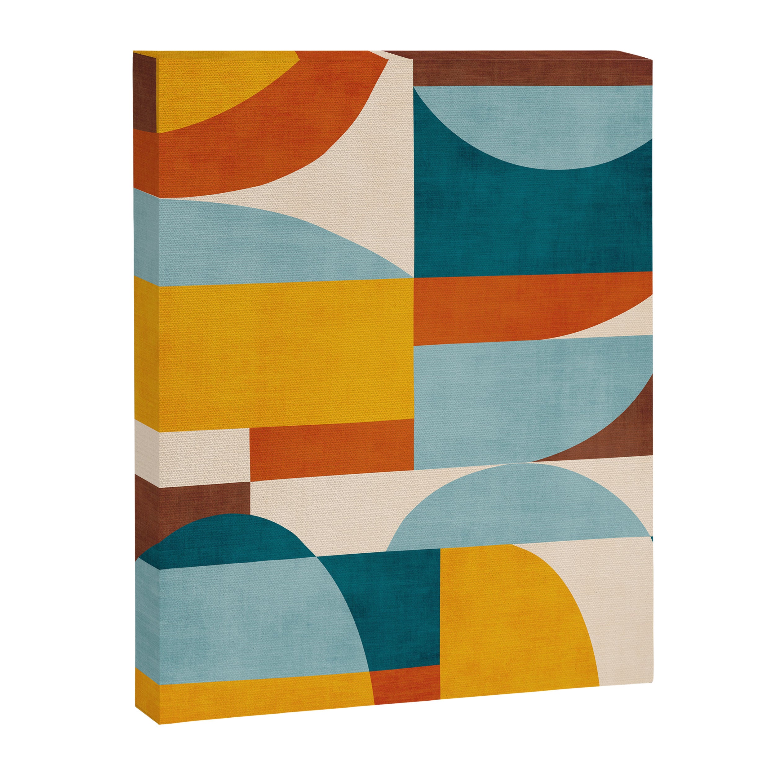 Teal Orange Yellow Light-Blue Geometric Abstract Artwork Canvas Print Gallery Image 6