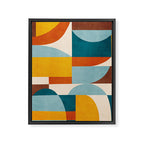 Teal Orange Yellow Light-Blue Geometric Abstract Artwork Framed Canvas Print Gallery Image 6