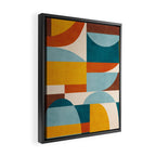 Teal Orange Yellow Light-Blue Geometric Abstract Artwork Framed Canvas Print Gallery Image 2