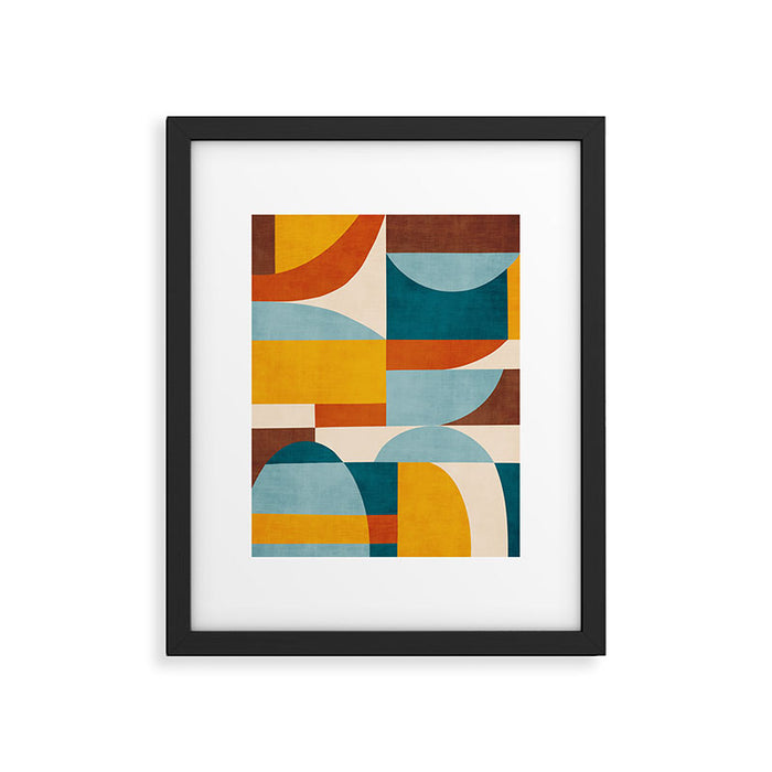 Teal Orange Yellow Light-Blue Geometric Abstract Artwork Framed Art Print Gallery Image 1