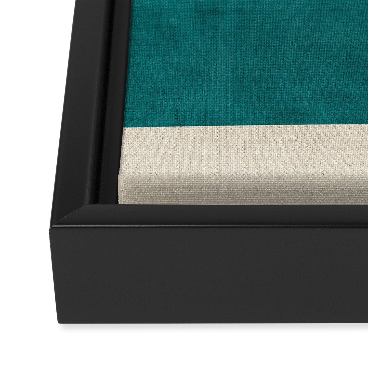Teal Rich Texture Linen Minimalist Art Framed Canvas Print Gallery Image 3
