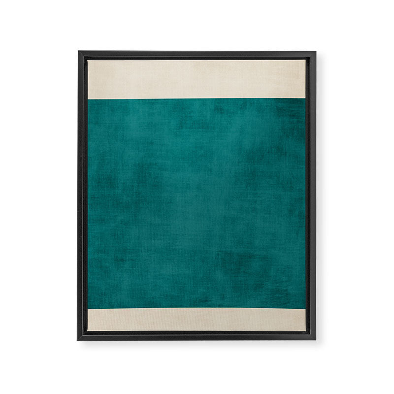 Teal Rich Texture Linen Minimalist Art Framed Canvas Print Gallery Image 6