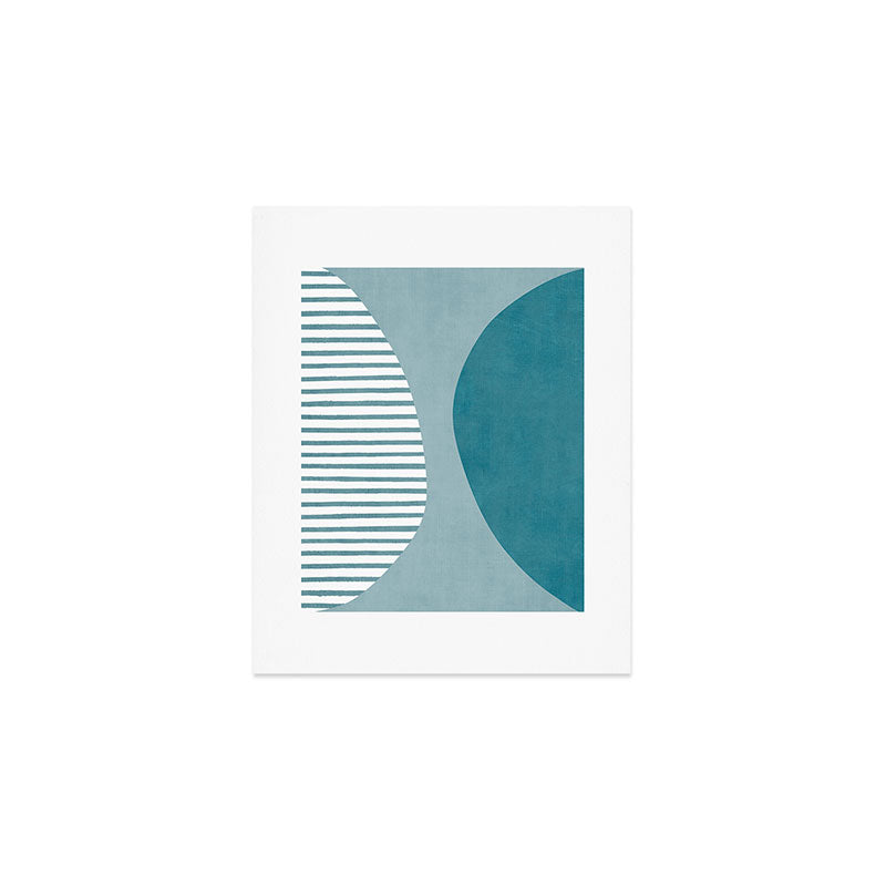 Teal White Lines Minimalist Artwork 01 Art Print Gallery Image 1