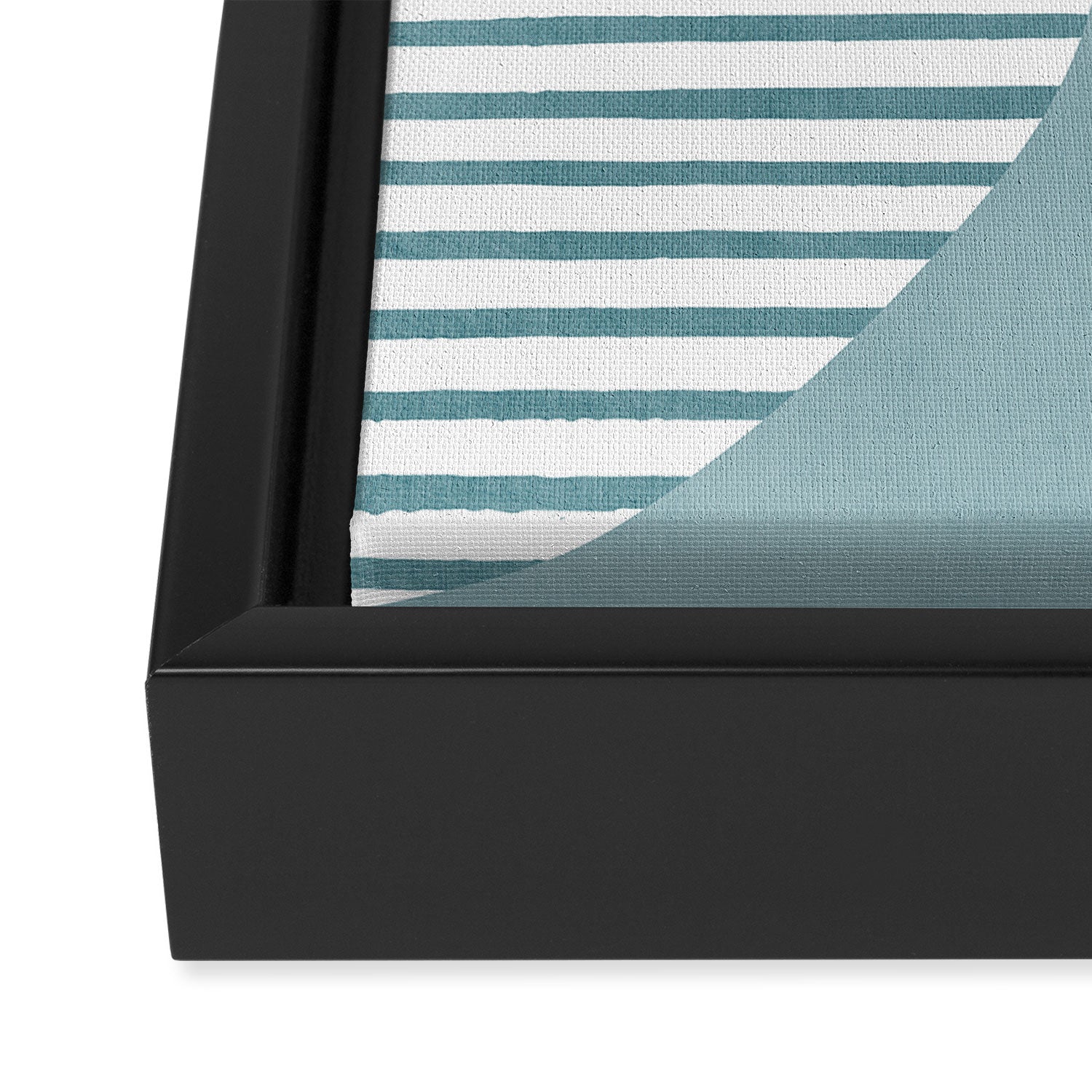 Teal White Lines Minimalist Artwork 01 Framed Canvas Print Gallery Image 3