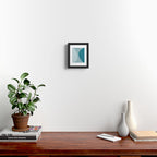 Teal White Lines Minimalist Artwork 01 Framed Art Print Gallery Image 2