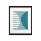 Teal White Lines Minimalist Artwork 01 Framed Art Print Gallery Image 5