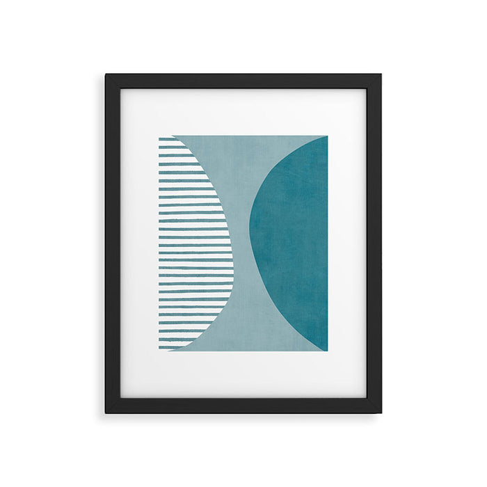 Teal White Lines Minimalist Artwork 01 Framed Art Print Gallery Image 1