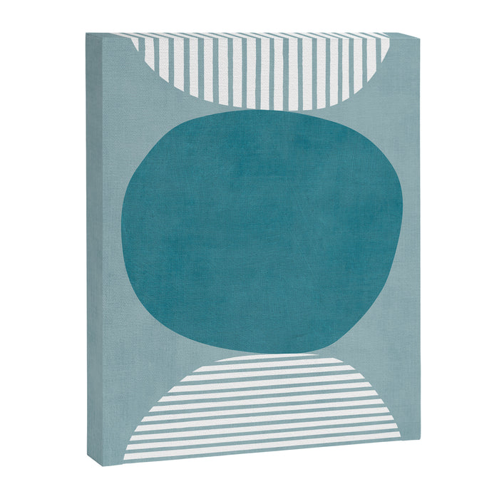 Teal White Lines Minimalist Artwork 02 Canvas Print Gallery Image 1
